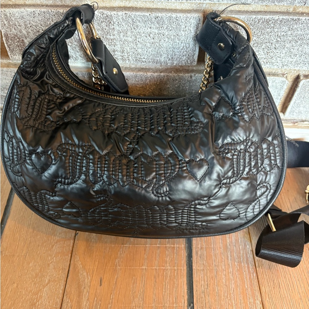 Juicy Couture Y2K Black Quilted Shoulder Bag with Gold Chain - Picture 3 of 6